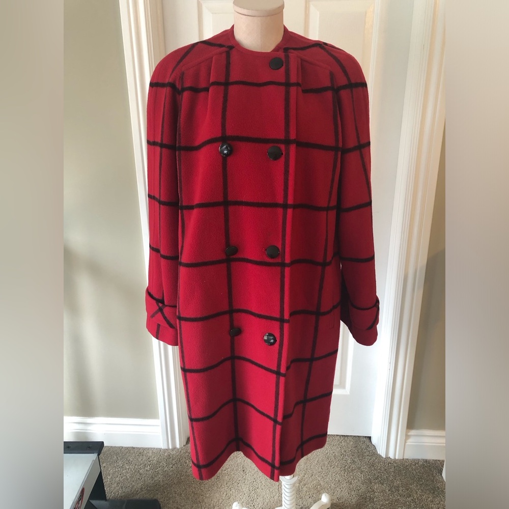 Women's Red Plaid Coat